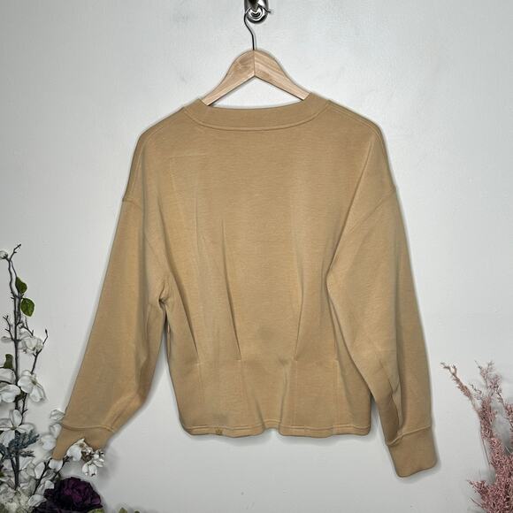 LULULEMON Gathered Waist Crew Pullover Sweatshirt Pecan Tan Sz 12 {MM17} - Picture 5 of 6